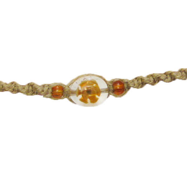 Glass flower bead on hemp choker necklace