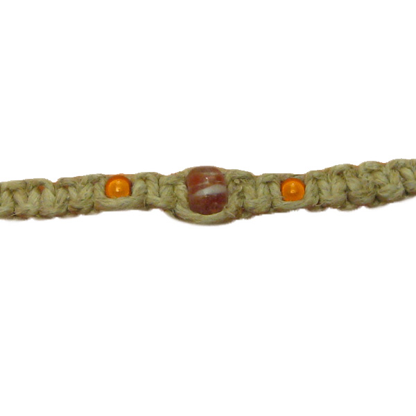 Hemp Bracelet/Anklet w/ Beautiful Orange Beads